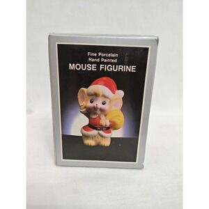 Vintage‎ Santa Mouse Ceramic Christmas Ornament Figurine